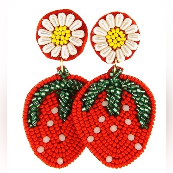 Jewelry - Strawberry Red Seed Bead Earrings